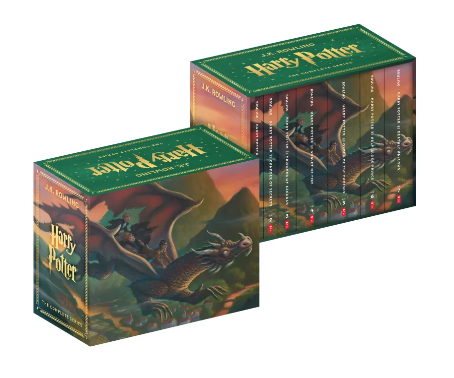 Green book box-set of Scholastic's Harry Potter series